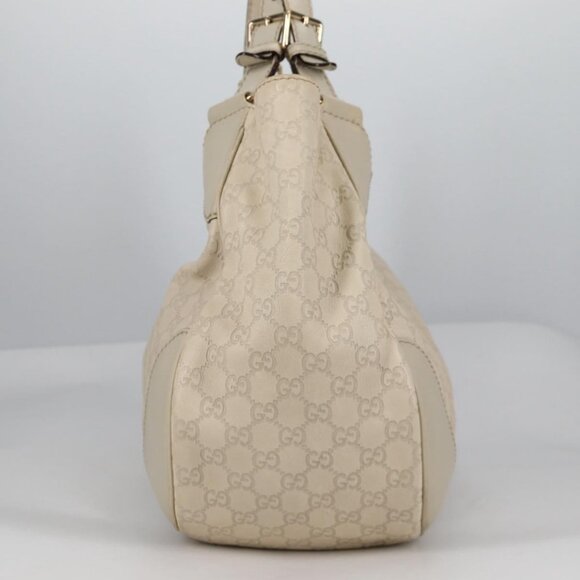 GUCCI GG Canvas Guccissima Shoulder Bag Leather Gold White 203504 Auth 137866 - Picture 5 of 16